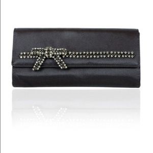 AUTHENTIC GUCCI Black Rhinestone Satin Bow Clutch